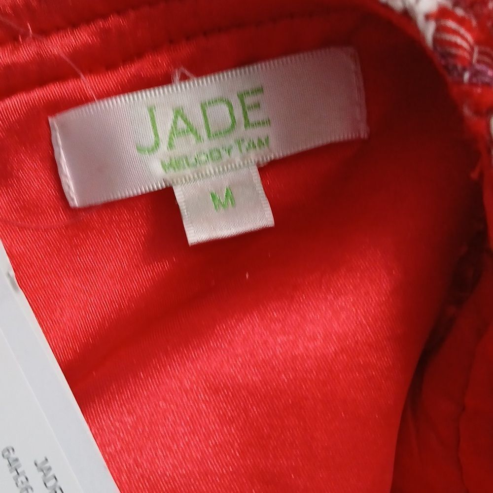 Jade Melody Tam red white plaid fringe dress Sz M NWT - Picture 8 of 9